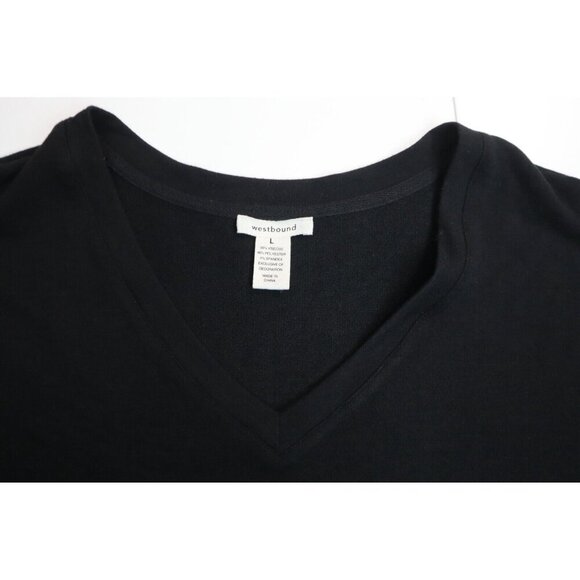 WOMEN'S SOLID BLACK V-NECK T-SHIRT - WESTBOUND - SIZE L - Picture 2 of 4